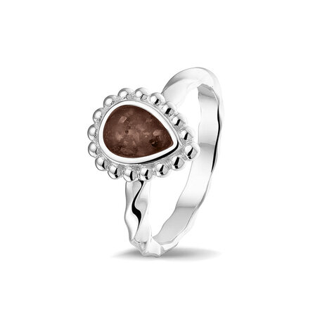 Zilveren gedraaide as ring met parelrand traanmodel | sy-RG 031