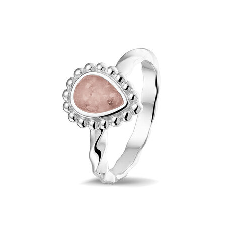 Zilveren gedraaide as ring met parelrand traanmodel | sy-RG 031