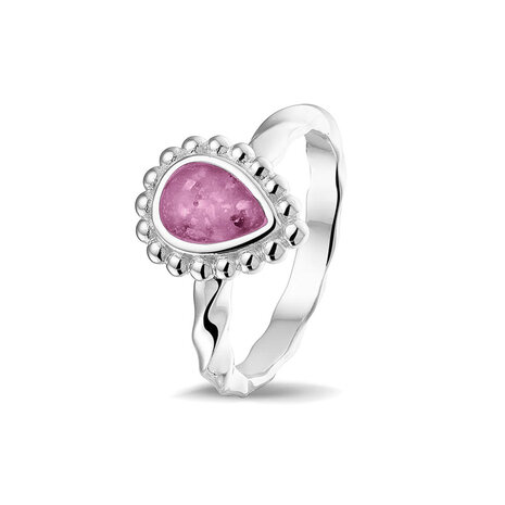 Zilveren gedraaide as ring met parelrand traanmodel | sy-RG 031