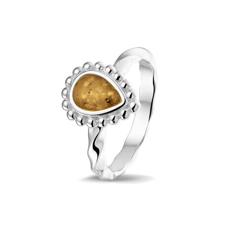 Zilveren gedraaide as ring met parelrand traanmodel | sy-RG 031