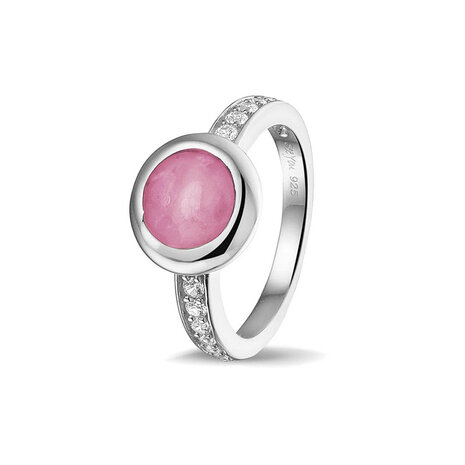 Zilveren gladde as ring  rond met Zirkonia | sy-RG 035