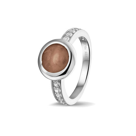 Zilveren gladde as ring  rond met Zirkonia | sy-RG 035