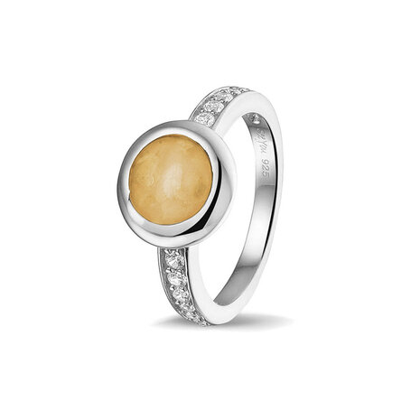 Zilveren gladde as ring  rond met Zirkonia | sy-RG 035
