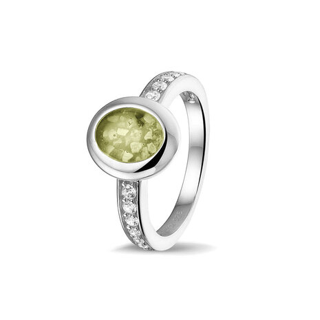 Zilveren gladde as ring  ovaal met Zirkonia | sy-RG 036