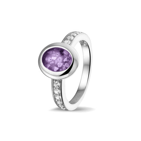 Zilveren gladde as ring  ovaal met Zirkonia | sy-RG 036