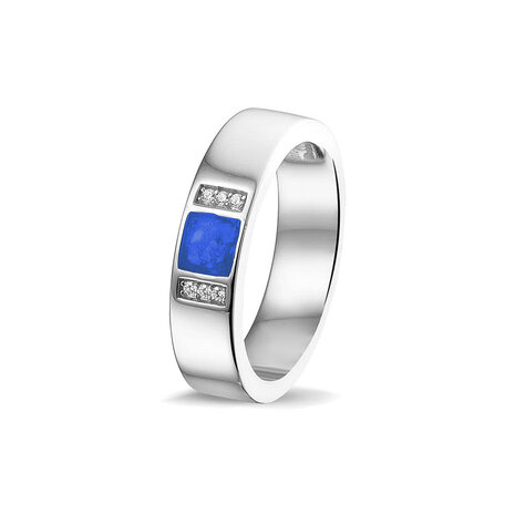Zilveren gladde as ring  met Zirkonia | sy-RG 037