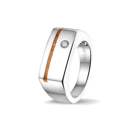 Zilveren as ring  model enkele lijn met Zirkonia | sy-RG 040