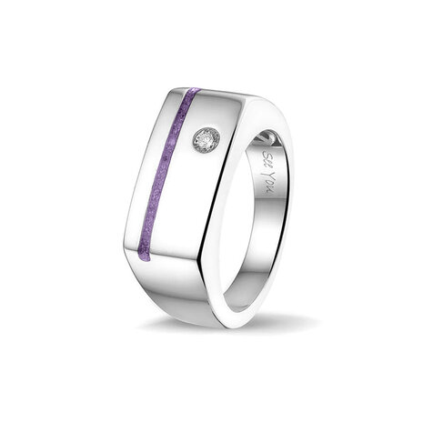 Zilveren as ring  model enkele lijn met Zirkonia | sy-RG 040