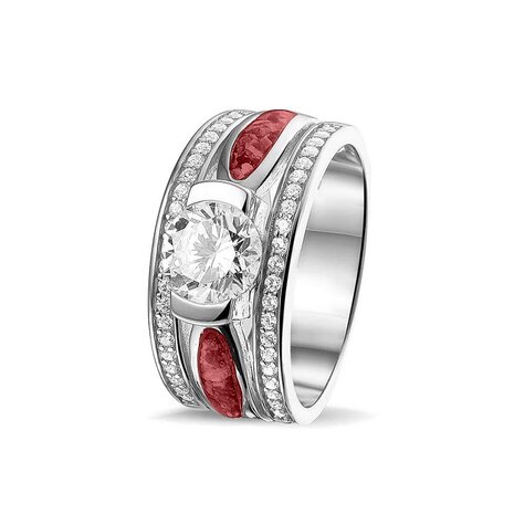 Zilveren as ring  breder model met Zirkonia en 2 as ruimtes | sy-RG 041