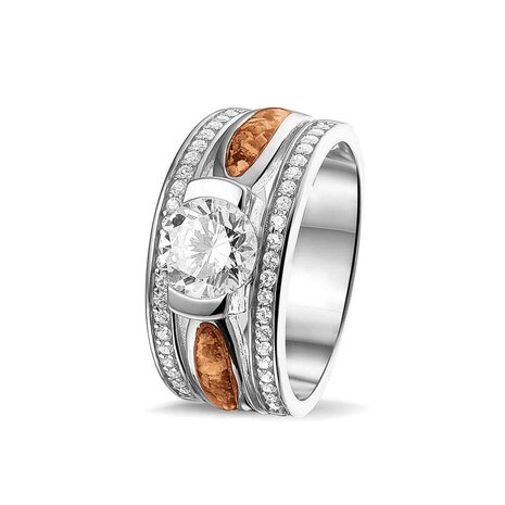 Zilveren as ring  breder model met Zirkonia en 2 as ruimtes | sy-RG 041