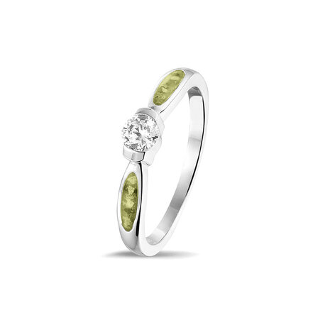 Zilveren as ring  Solitair met Zirkonia en 2 as ruimtes | sy-RG 043