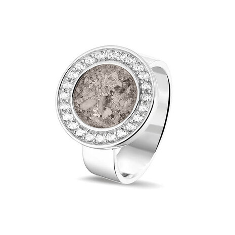 Zilveren as ring met schijf en Zirkonia | sy-RG 045