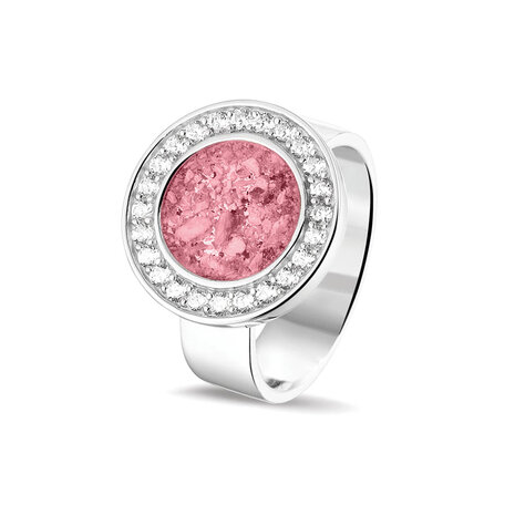 Zilveren as ring met schijf en Zirkonia | sy-RG 045