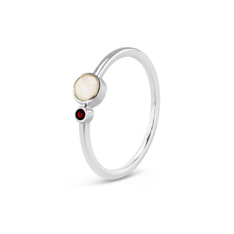 Zilveren as ring enkel met geboortesteen  | sy-RG 047