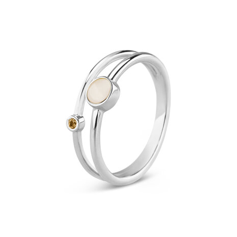 Zilveren as ring dubbel met geboortesteen  | sy-RG 048