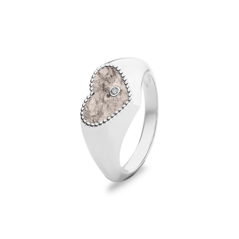 Zilveren as ring model hart met diamant | sy-RG 071
