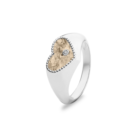 Zilveren as ring model hart met diamant | sy-RG 071