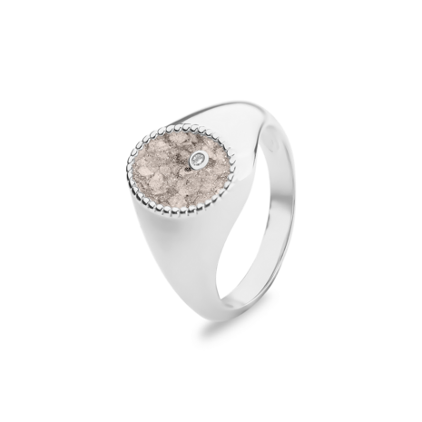 Zilveren as ring model ovaal met diamant | sy-RG 072