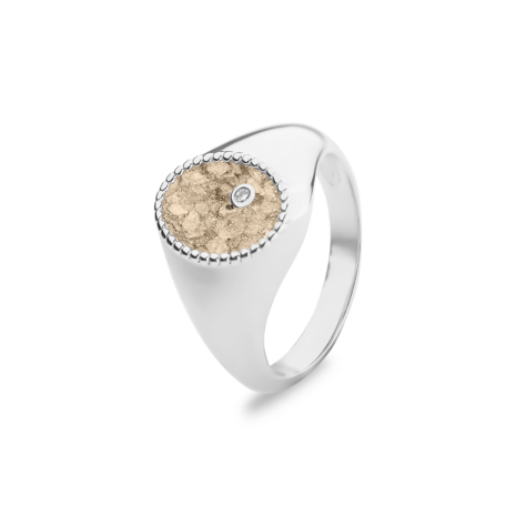 Zilveren as ring model ovaal met diamant | sy-RG 072