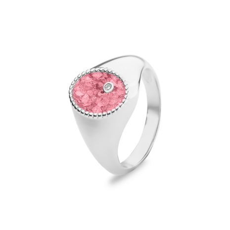 Zilveren as ring model ovaal met diamant | sy-RG 072