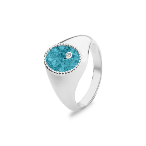 Zilveren as ring model ovaal met diamant | sy-RG 072