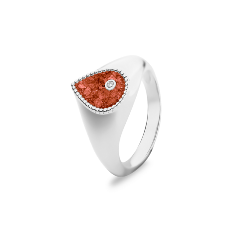 Zilveren as ring model traan met diamant | sy-RG 073