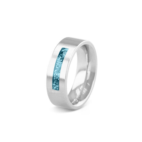 Stalen as ring 8 mm met 1 bredere streep | sy-RS 006 Steel