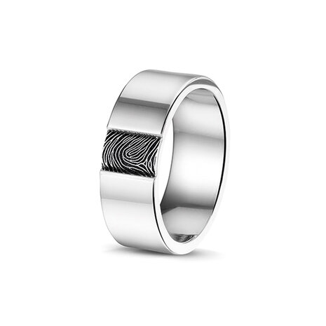 Stalen ring effen gepolijst met vingerafdruk| sy-RS 408 Steel
