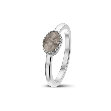 Zilveren as kroonring model traan ovaal | sy-RWS 001