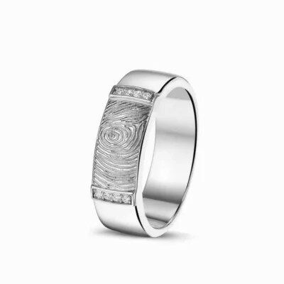 Zilveren ring met vingerafdruk en Zirkonia | sy-RWS 004