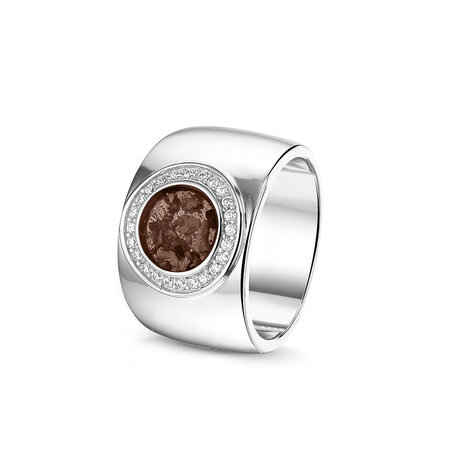 Zilveren as ring breed model rond met Zirkonia | sy-RWS 007