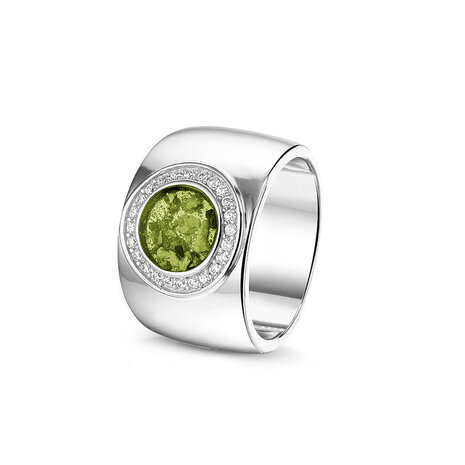 Zilveren as ring breed model rond met Zirkonia | sy-RWS 007