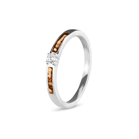 Zilveren as ring  Solitair met Zirkonia en 2 as ruimtes | sy-RWS 013