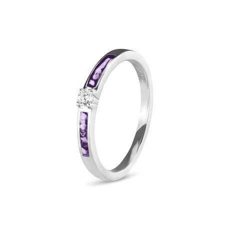 Zilveren as ring  Solitair met Zirkonia en 2 as ruimtes | sy-RWS 013