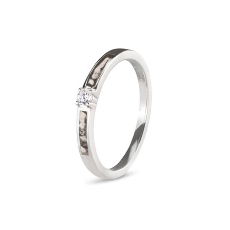 Zilveren as ring  Solitair met Zirkonia en 2 as ruimtes | sy-RWS 013