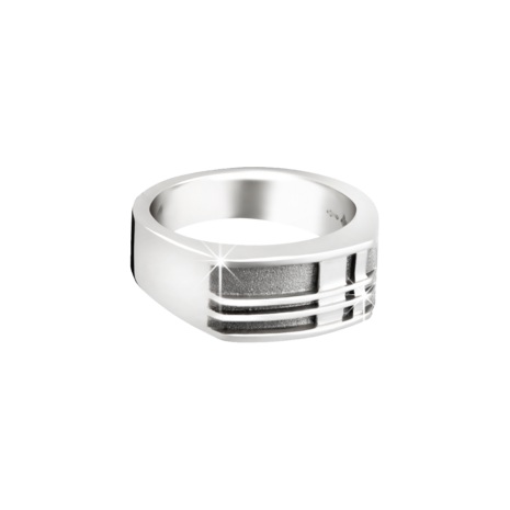 Zilveren elegante asring met geometrisch motief| tw-555