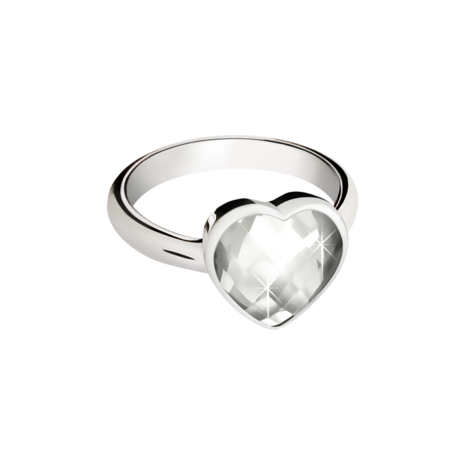 Zilveren elegante asring met hartvormig bergkristal | tw-570