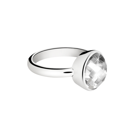 Zilveren elegante asring met rond bergkristal | tw-571