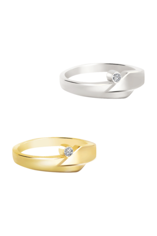 Gouden Elegante as ring met briljant 0.05CT | tw-602