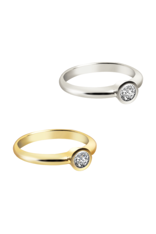 Gouden Elegante Solitair as ring met briljant 0.25CT gesloten zetting | tw-623