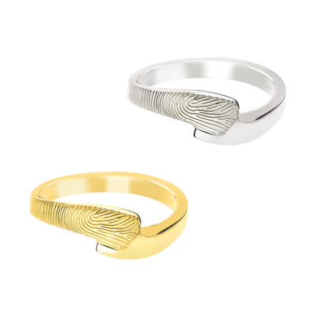 Zilveren elegante as ring slag model met vingerafdruk | tw-762