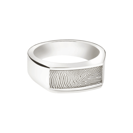 Zilveren elegante as ring rechthoek met vingerafdruk | tw-767