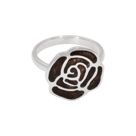 Zilveren elegante as ring met gestileerde roos | tw-807
