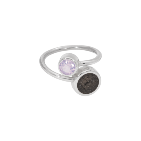 Zilveren elegante as ring met briljant in kleur | tw-814