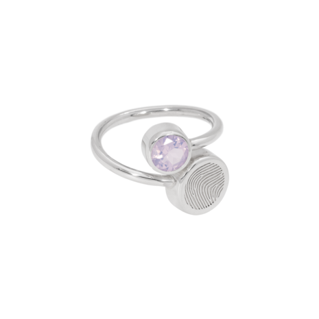 Zilveren elegante as ring met briljant in kleur en vingerafdruk | tw-816
