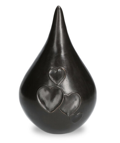 Handgemaakte bronzen druppel met liefdevolle hartjes| ds-B-01L