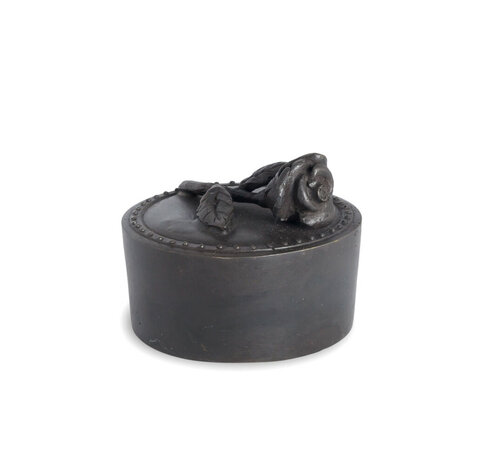 Handgemaakte mini urn van brons met roos| ds-B-04