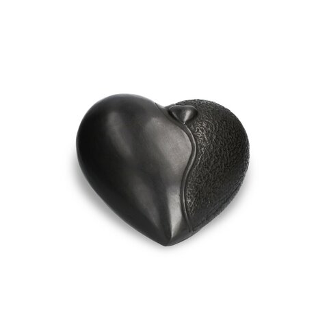 Handgemaakte mini urn van brons hart op hart | ds-B-13