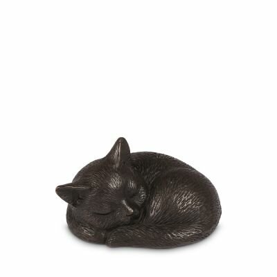 Bronzen mini urn slapende poes | wd-UBR2727