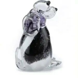 Glazen Memory-line Hond zwart-wit zittend | er-U07BLWz